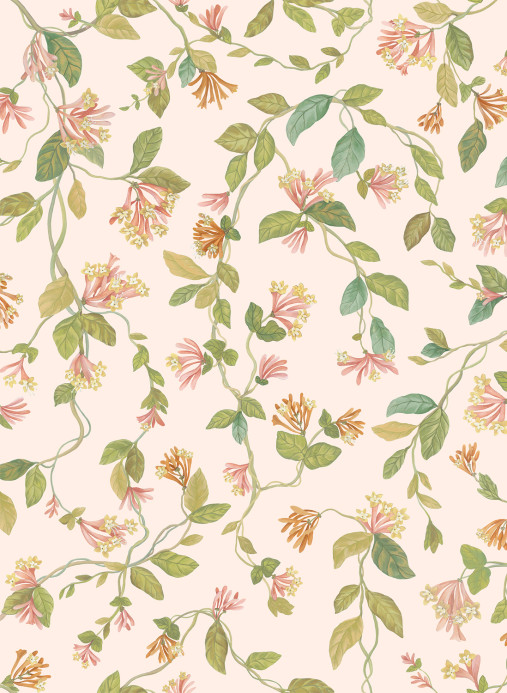 Cole & Son Wallpaper Flora - Tangerine/ Olive on Blush