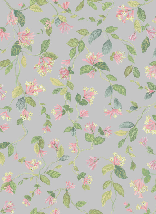 Cole & Son Papier peint Flora - Rose/ Olive on Grey