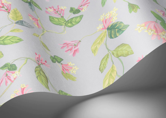 Cole & Son Papier peint Flora - Rose/ Olive on Grey