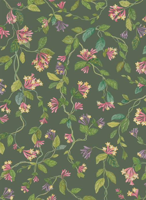 Cole & Son Papier peint Flora - Fuchsia on Racing Green