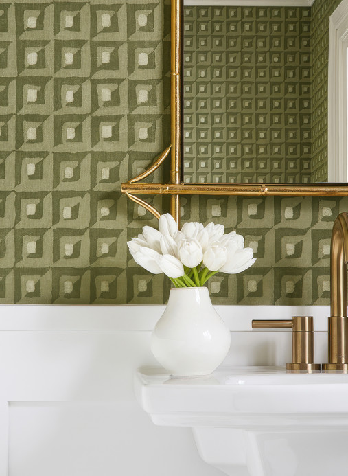 Thibaut Tapete Square Dance - Olive Green