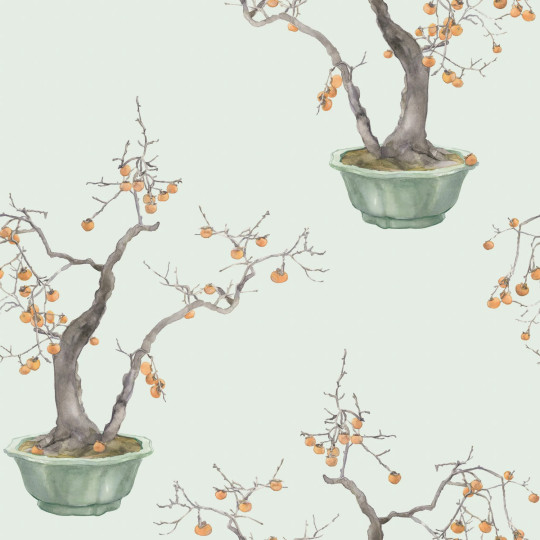 Cole & Son Papier peint Kaki Persimmon - Jade Green/ Marigold