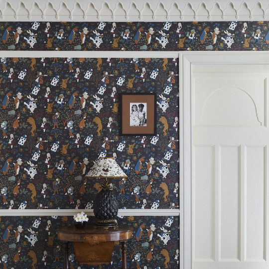 House of Hackney Wallpaper Alice in Wonderland - Noir