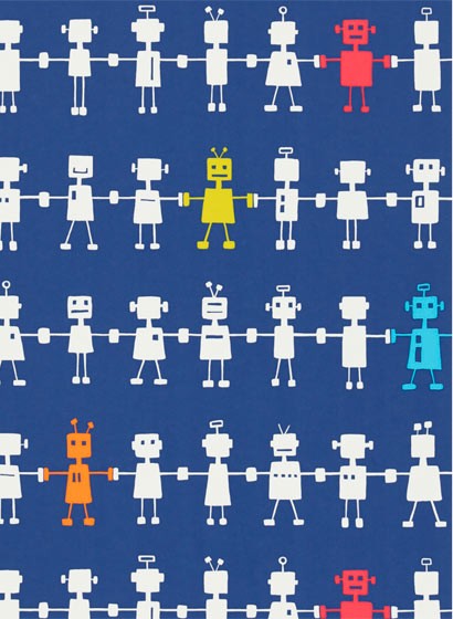 Harlequin Carta da parati Reggie Robot - blau/ bunt