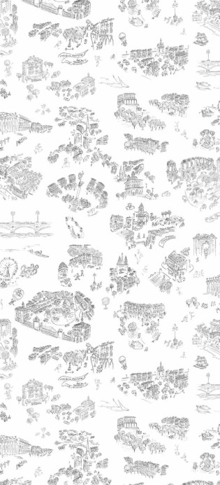 Isidore Leroy Tapete Bordeaux en Fête - Gris Panel A