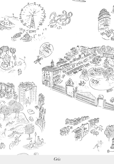 Isidore Leroy Tapete Bordeaux en Fête - Gris Panel A