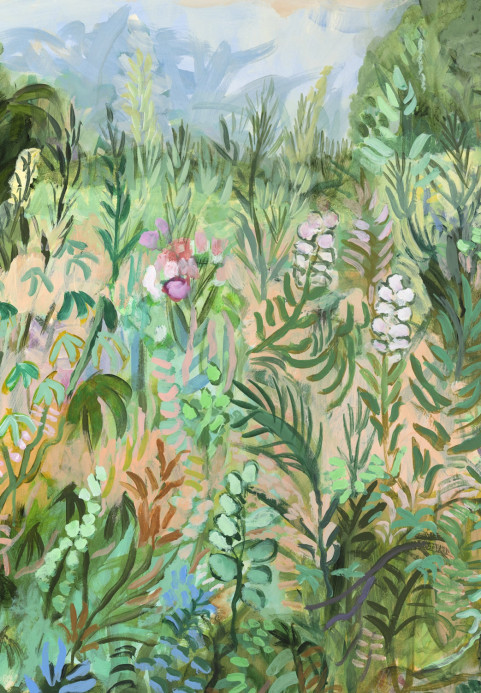 Isidore Leroy Tapete Roses Trémières - Panel A