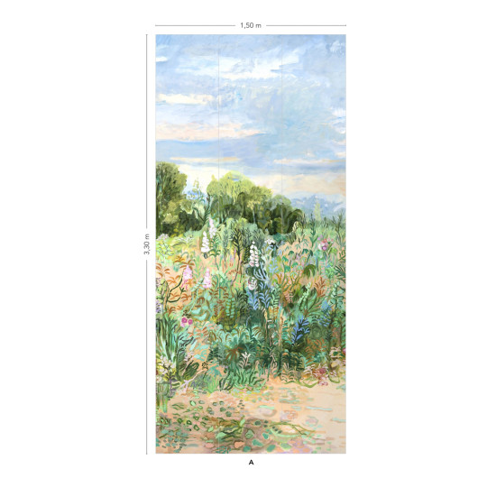 Isidore Leroy Tapete Roses Trémières - Panel A