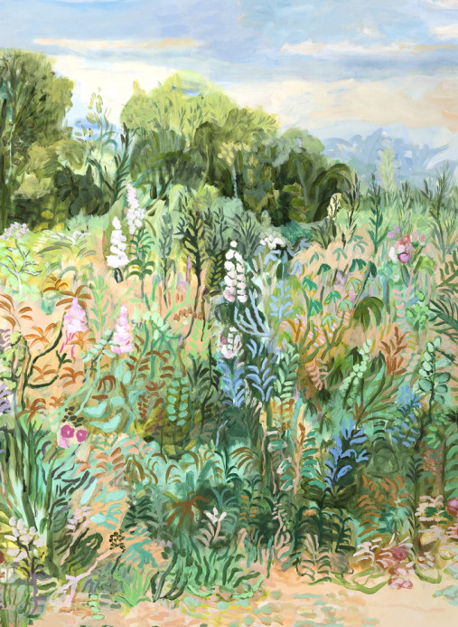 Isidore Leroy Tapete Roses Trémières - Panel A