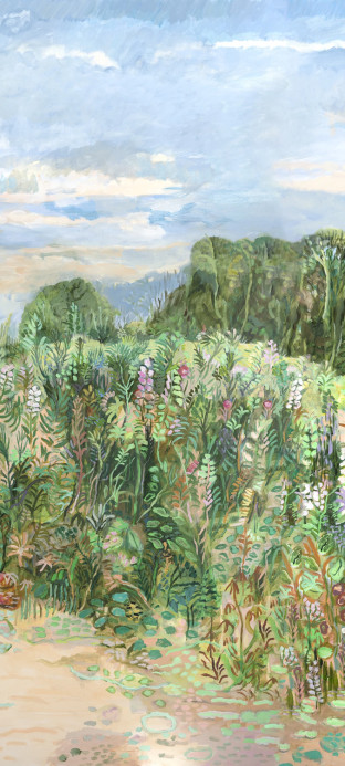 Isidore Leroy Tapete Roses Trémières - Panel B