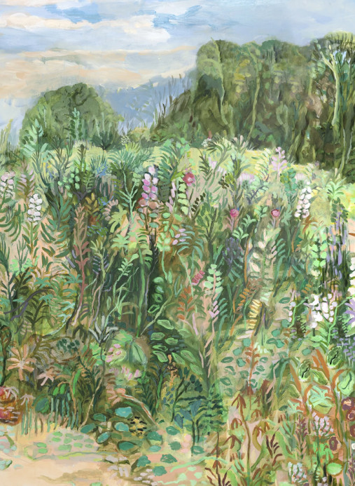 Isidore Leroy Tapete Roses Trémières - Panel B