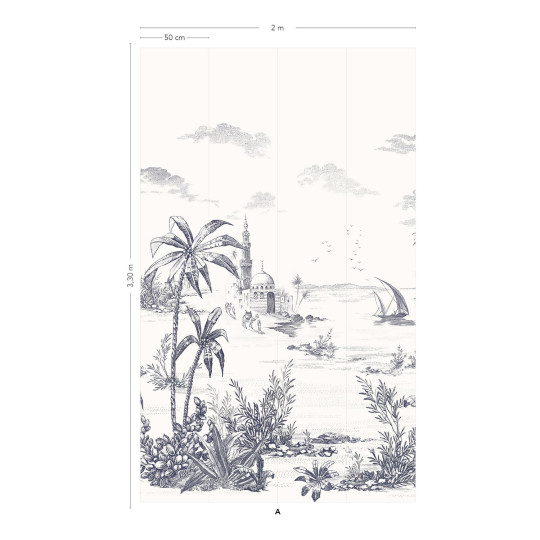 Isidore Leroy Wallpaper Vues d'Orient - Bleu Panel A