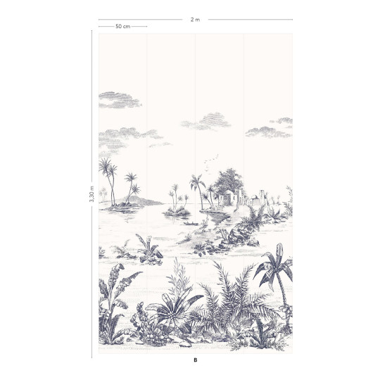 Isidore Leroy Wallpaper Vues d'Orient - Bleu Panel B