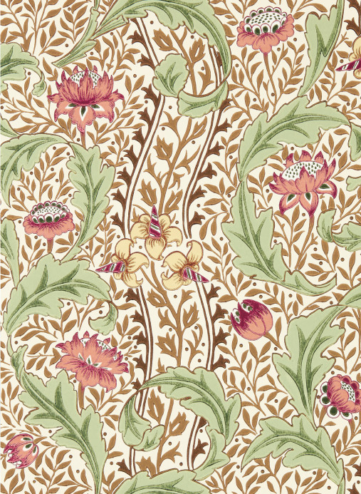 Morris & Co Tapete Wild Tulip & Vine - Rose/ Linen