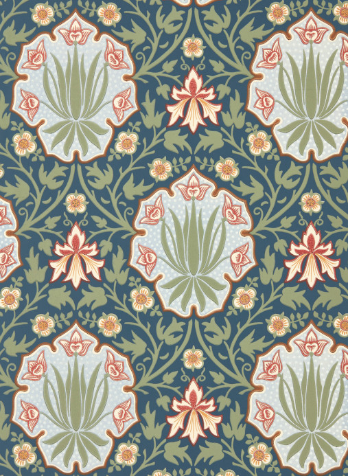Morris & Co Tapete Iris & Rose - Indigo/ Thyme