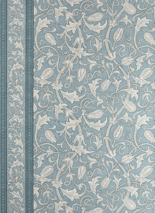 Morris & Co Tapete Etched Scrolling Tulip - Faded Indigo