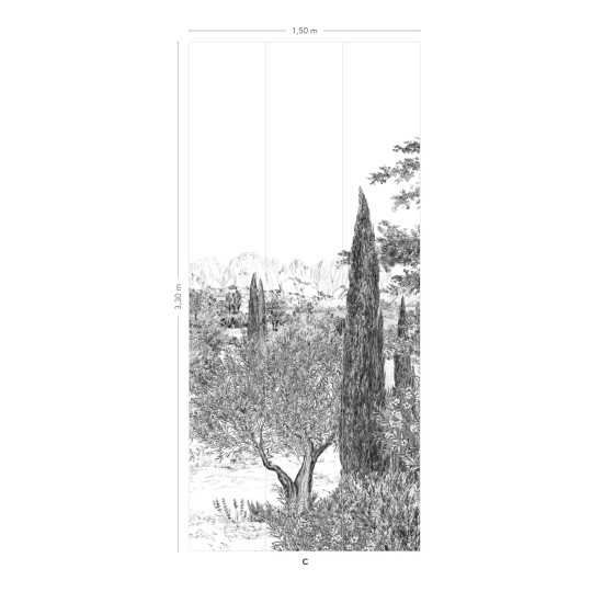 Isidore Leroy Papier peint panoramique Provence - Grisaille Panel C