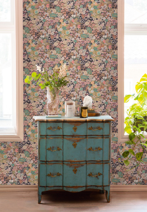 Isidore Leroy Tapete Champs Fleuris - Bois de rose