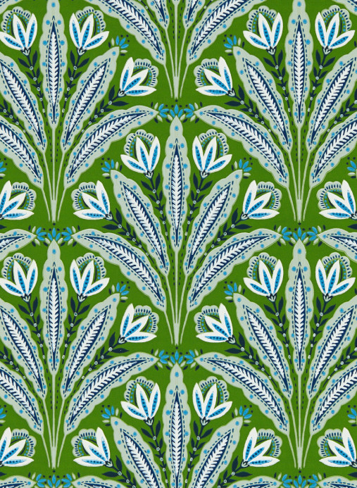 Clarke & Clarke Wallpaper Attingham - Cobalt/ Green