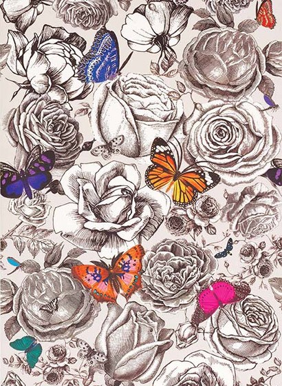 Osborne & Little Papier peint Butterfly Garden - Multi/ Stone