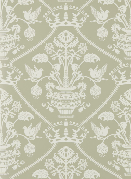 Sanderson Tapete Highgrove Damask - Silver Green