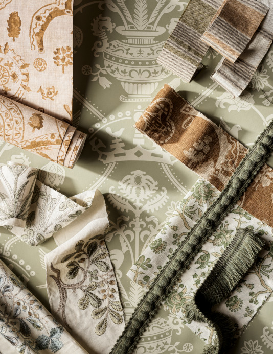 Sanderson Tapete Highgrove Damask - Silver Green