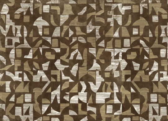 Coordonné Wandbild Woodblock - Gold
