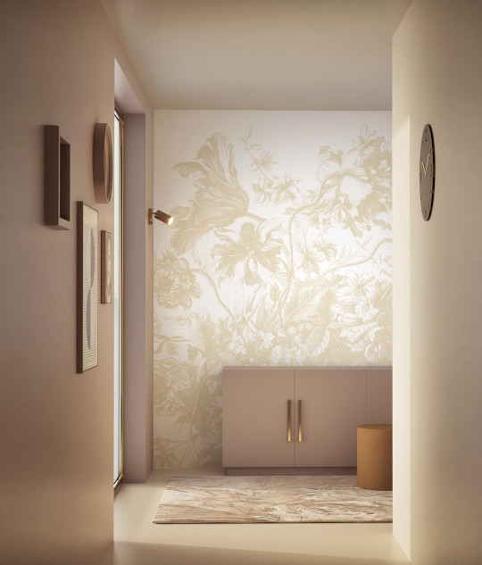 KEK Amsterdam Wandbild Engraved Flowers Uyterlinde - Beige 292 cm