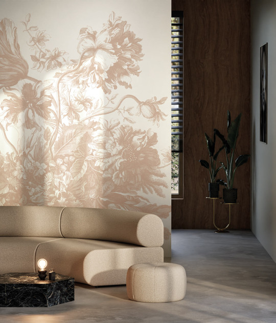 KEK Amsterdam Wandbild Engraved Flowers Uyterlinde - Nude 292 cm