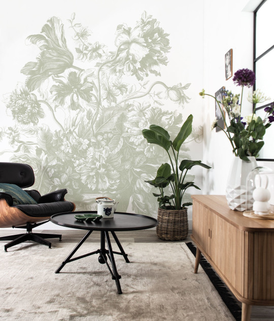 KEK Amsterdam Wandbild Engraved Flowers Uyterlinde - Green 390 cm