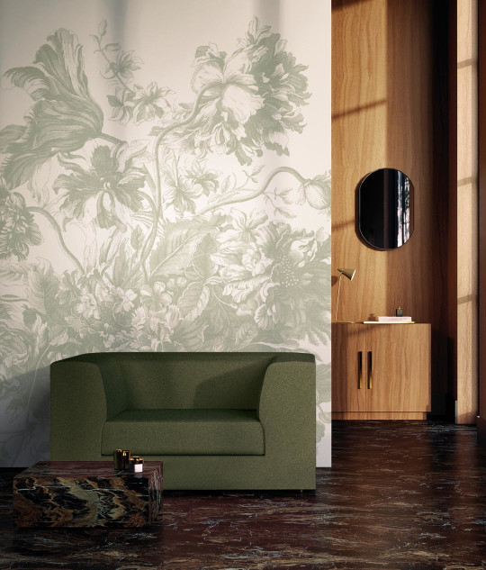 KEK Amsterdam Wandbild Engraved Flowers Uyterlinde - Green 390 cm