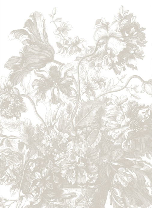 KEK Amsterdam Wandbild Engraved Flowers Uyterlinde - Grey 195 cm