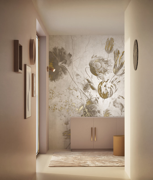 KEK Amsterdam Carta da parati panoramica Fresco Flowers Uyterlinde - White 292 cm