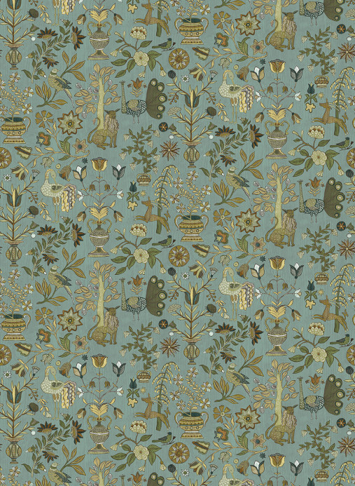 Josephine Munsey Tapete Fable Garden - Mid Blue and Olive