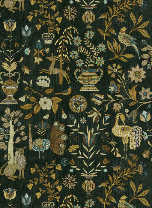 Josephine Munsey Tapete Fable Garden - Olive and Black