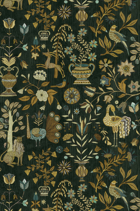 Josephine Munsey Tapete Fable Garden - Olive and Black