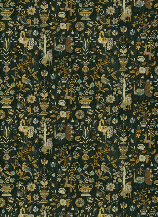 Josephine Munsey Tapete Fable Garden - Olive and Black