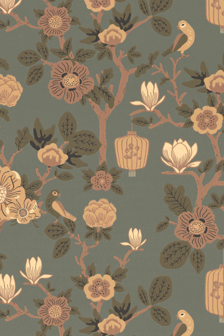 Majvillan Wallpaper Tokyo Tea - Moonlight Pine Green-Blue