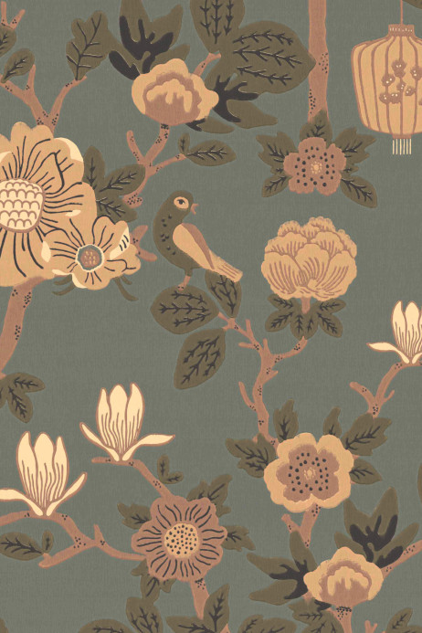 Majvillan Wallpaper Tokyo Tea - Moonlight Pine Green-Blue