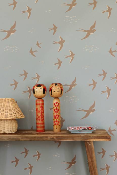 Majvillan Tapete Follow the Wind - Sea Mist Blue