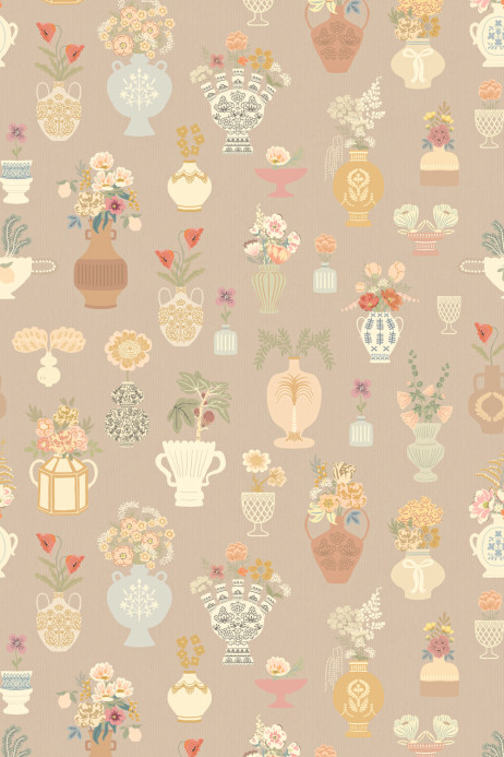 Majvillan Tapete Floral Daiquiri - Veil Merino Brown