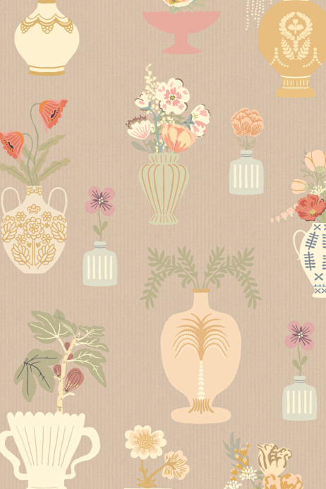 Majvillan Tapete Floral Daiquiri - Veil Merino Brown