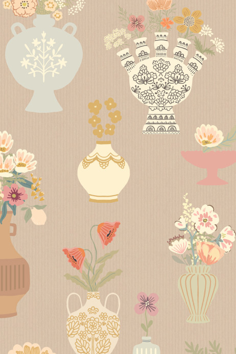 Majvillan Tapete Floral Daiquiri - Veil Merino Brown