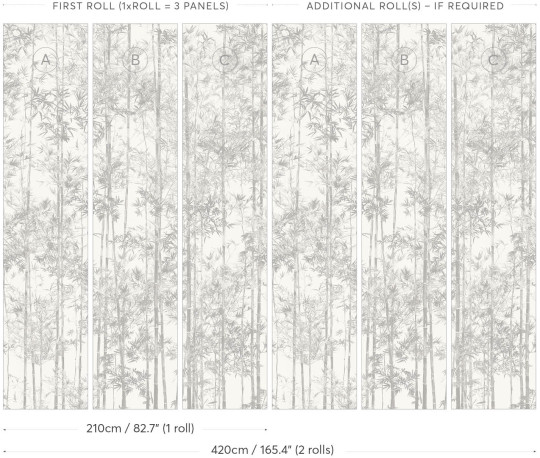 Sian Zeng Carta da parati panoramica Bamboo Grey