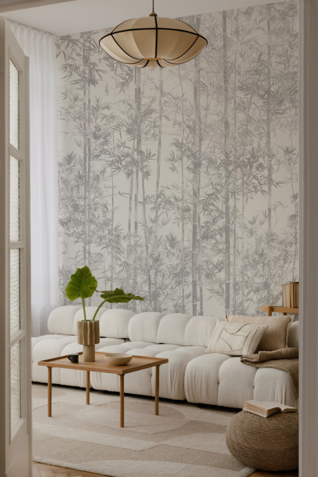 Sian Zeng Carta da parati panoramica Bamboo Grey