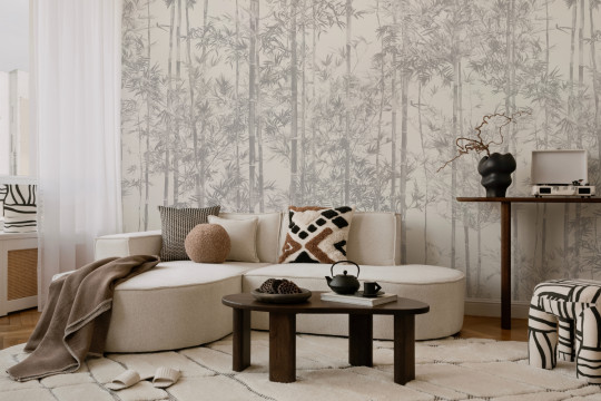 Sian Zeng Carta da parati panoramica Bamboo Grey