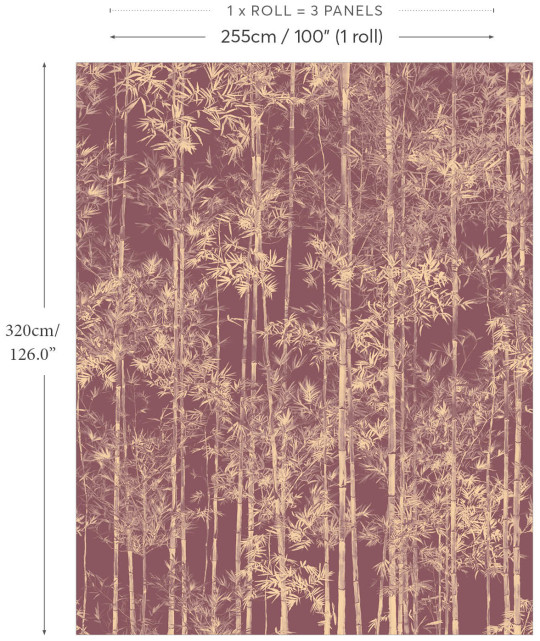 Sian Zeng Wandbild Bamboo Gold Burgundy - All Panels