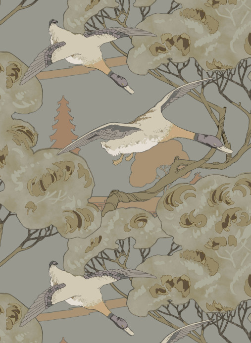 Mulberry Home Tapete Grand Flying Ducks - Grey/ Blue