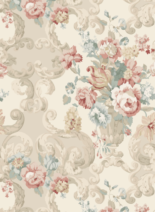 Mulberry Home Tapete Floral Rococo - Lovat/ Red