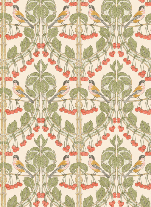GP & J Baker Tapete Birds & Cherries - Red/ Green